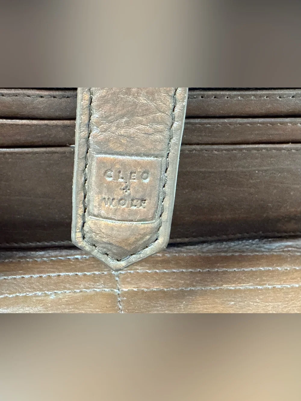 Cleo + Wolf Brown Leather Basketweave Long Bifold Wallet
